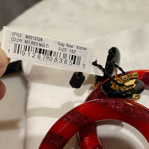 RARE NWOT Marc Jacobs acrylic hoop statement earrings. Red and black! - Picture 2 of 3